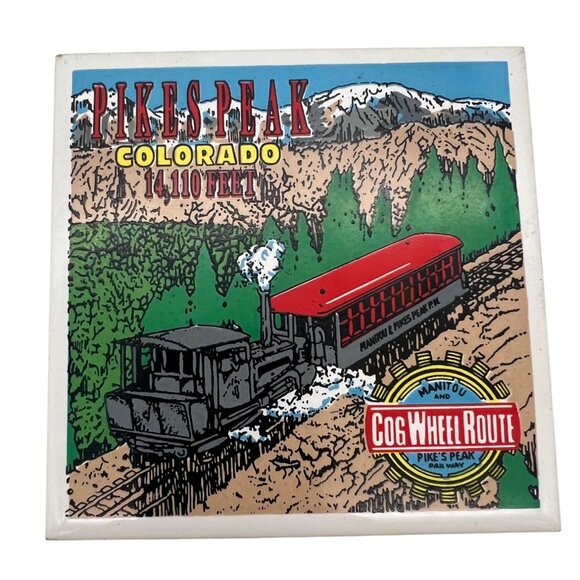 Pikes Peak Colorado Cog Wheel Route 4.25" Ceramic Wall Souvenir Tile - Picture 1 of 4